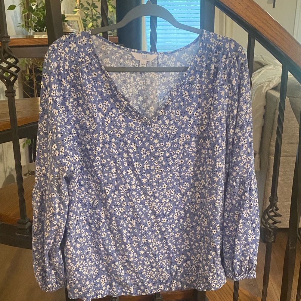 Time and Tru Floral Long Sleeve Blouse Large 12/14